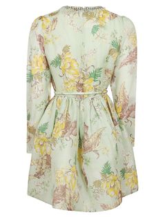 Matchmaker Tulip Mini Dress from Zimmermann Composition: 51% Linen, 49% Silk | Zimmermann Women's Matchmaker Tulip Mini Dress in Mtrf Mint Tropical Floral | SS24 Australian Swimwear, Boho Chic Design, Jet Setter, Full Look, Tropical Floral, Luxury Retail, Resort Wear, Luxury Boutique, Tulips