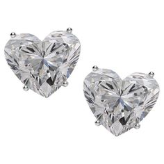 EXCEPTIONAL VVS Clarity GIA Certified 4 Carat Heart Shape Diamonds Earrings Excellent Polish Excellent Symmetry None Fluorescence Heart Shaped Diamond Earrings, Diamond Earrings Studs Round, White Gold Studs, White Gold Earrings Studs, Family Jewellery, Heart Shaped Diamond, Fine Jewels, Antique Earrings, Modern Earrings