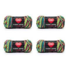 four skeins of multicolored super saver yarn