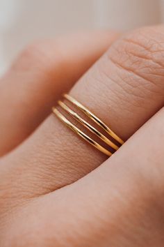 Stacked Rings, Thin Gold Rings, Thick Ring, Bold Rings, Space Gift, Stacking Ring Set, Trendy Ring, Gold Filled Ring, Negative Space