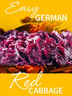 an image of red cabbage on a plate with the words easy german in white lettering