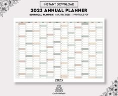 the printable planner is shown with flowers on it and text that reads instant calendar