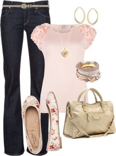 "Floral Flats" by bayelle on Polyvore Floral Flats Outfit, Girly Fashion Feminine, Outfit Ideas Layout, Feminine Casual, Fashion Feminine, Floral Flats, Flats Outfit, Bangles Set, Outfit Layout