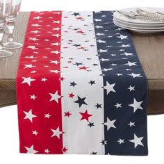 an american flag table runner with stars on it