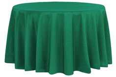 a green round tablecloth on a white background