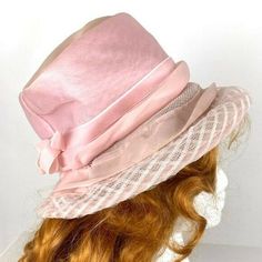 So sweet and delicate! A vintage 1950's church hat. Great condition considering age. A small spot on the top of the brim. Has a pink accent bow. Should fit most sizes. Slight stretch. About 8" across inside and 13" end to end. Please contact me with questions! Church Hat, Derby Hat, Church Hats, Pink Accents, Derby Hats, So Sweet, Vintage 1950s, Pastel Pink, Pink Floral