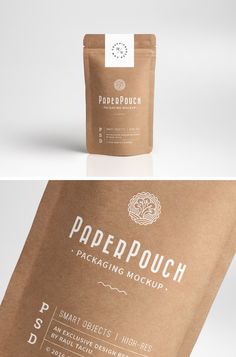 a brown paper pouch packaging mockup