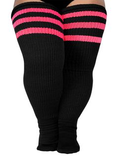 PRICES MAY VARY. Designed for European Plus Sizes: Say goodbye to Asian sizes thigh highs, our thigh high socks plus size are everything you and those beautiful legs ever needed! Heel to Top Length is about 35'', and the stretched length is up to amazing 42'', The width is about 7", and the stretched width is up to amazing 39". Recommended: Designed for upper thighs that measure 25 inches or larger, if not I think these plus size thigh high socks will be too big for you. Coming with Adjustable T Pink Thigh High Hosiery For Winter, Casual Pink Hosiery For Winter, Casual Thigh High Elastic Legwear, Casual Thigh-high Elastic Legwear, Pink Knee-high Winter Stockings, Pink Knee-high Legwear For Winter, Casual Black Over-the-knee Socks, Casual Pink Legwear For Winter, Pink Knee-high Sports Socks