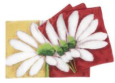 Tache Spring Daisy Tapestry Placemat Set 4 Piece Loves Me Not (9046) - Tache Home Fashion Red And Yellow Background, Yellow Tapestry, White Daisy Flower, Daisy Love, White Daisy, Floral Tapestry, Decor Essentials, Seasonal Home Decor