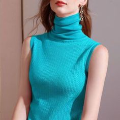 Great Shopping Women Turtle Polo Neck T-shirt Sleeveless Jumper Slim Bodycon Vest Tank Top, Womens Sweaters Winter Turtleneck, Casual Turtleneck, High Neck Jumper, Winter Pullover, Ladies Turtleneck Sweaters, Sleeveless Pullover, Women Rising, Knitting Women Sweater, Women Sleeve