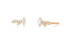 The Triple Marquise Stud Earring features two marquise shapes set in pavé diamonds with a single marquise diamond at the end. Designed to create the illusion of climbing up the ear, this stylish stud takes elegance to new heights. Marquise Diamond, Jewelry Cleaner, Stud Earring, Pave Diamonds, Climbing, The End, Fine Jewelry, Diamonds, Yellow Gold