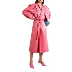 This trench coat is cut from crinkled glossed-leather in a vibrant 'Candy' pink hue and traced with strategically placed snaps - they'll allow you to transform it into a cropped jacket or sleeveless vest, depending on your mood. The triangular buckle is a subtle reference to the 'V' in the brand's name.-pink crinkled glossed-leatherSlips on100% Lamb LeatherEpaulettesStorm flapButton cuffsIncludes matching belt with logo buckle closureCenter back ventIncludes detachable vest with snap buttonTwo s The Bronx New York, Pink Tote, Leather Trench Coat, Cropped Jacket, Sleeveless Vest, Pink Candy, Casual Backpack, Pink Leather, Casual Bags