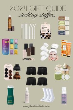 the gift guide for stocking stuff is shown in this graphic style, with text overlay