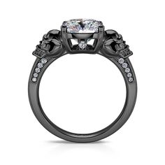 BOGO 40% OFF (Code: H40) Gothic Black Rings With Skull Print, Black Skull Print Ring, White Gold Skull Jewelry For Promise Ring, Luxury Skull Ring As Gift, Black Skull Ring For Anniversary, Elegant Skull Ring For Anniversary, Gothic Skull Ring For Formal Occasions, Gothic Skull Wedding Rings, Gothic Skull Jewelry For Formal Occasions