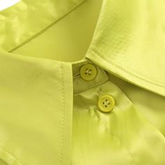 Add a touch of glamor to your wardrobe with our Satin Wide Cuff Button Blouse. This luxuriously silky button down is a timeless addition to any wardrobe. Available in three beautiful color schemes, this elegant blouse can be worn year-round and easily transitions from season to season. Featuring long sleeves, a wide cuff, point collar and a curved hem, our satin button up blouse will make you look and feel fabulous! Blouse With Buttons And Fold Down Collar, Green Button Closure Blouse For Office, Green Office Blouse With Button Closure, Summer Blouse With Button Closure And Fold Down Collar, Spring Party Blouse With Button Cuffs, Party Blouse With Collar And Buttons, Green Blouse With Button Cuffs For Work, Green Blouse With Button Cuffs For Office, Green Office Blouse With Button Cuffs