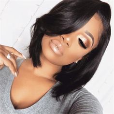 Short Straight Hair Bobo Head Wig Female High Temperature Silk Chemical Fiber Hair Oblique Bangs Bob Cut Wigs, Easy Hairstyles For Medium Hair, Blonde Lace Front Wigs, Remy Human Hair Wigs, Curly Human Hair Wig, Straight Bob, Short Straight Hair, Short Bob Wigs, Short Hair Styles Easy