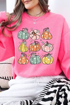 Pumpkins & Daisies Retro Fall Graphic Fleece Sweatshirts.Unisex Crew Neck Long Sleeve Sweaters Knits.Crafted from premium materials, tailored to your lifestyle, ensuring a comfortable fit for any occasion.Family Group Uniforms Birthday Party Gift Concert Festival Events.High Quality Direct To Film Printed Graphic Design.50%COTTON,50%POLYESTERNICARAGUAMade In: Nicaragua Pink Graphic Print Fall Sweater, Pink Graphic Print Sweater For Fall, Cute Fleece Tops For Fall, Pink Crew Neck Sweatshirt For Fall, Cute Fleece Sweater For Fall, Pink Relaxed Fit Sweatshirt For Fall, Cute Black Fall Sweatshirt, Cute Pink Fall Sweatshirt, Cute Black Sweatshirt For Fall