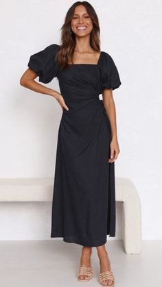 Details: Short sleeves Square neckline Midi dress FIT:Regular fit Non-Stretch through fabricStandard sizingCotton&PolyesterSize Available: Size Length Bust inch cm inch cm S 39 100 33 84 M 39.7 101 34.6 88 L 40 102 36.2 92 XL 40.5 103 37.8 96 Fitted Maxi Dress For Brunch, Chic Non-stretch Puff Sleeve Dresses, Fitted Knee-length Dress For Brunch, Stretch Cotton Dresses For Brunch, Fitted Square Neck Maxi Dress For Brunch, Fitted Square Neck Dress For Brunch, Fitted Bodycon Dress With Square Neck For Brunch, Stretch Maxi Dress With Square Neck For Spring, Fitted Puff Sleeve Dress For Brunch