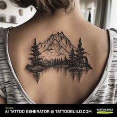 a woman with a mountain tattoo on her back