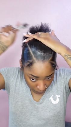 HOW TO: SLEEK BRAIDED PONYTAIL 😍 #sleekponytail #natural #ponytail Protective Ponytails For Natural Hair, How To Do Braid Ponytail, Ponytail Hairstyles For Black Women Low Natural Hair, Push Back Ponytail, Natural Hair Weave Ponytail, Sleek Ponytail With Natural Hair, Processed Hair Hairstyles, Simply Ponytail Hairstyles, Braid And Ponytail Hairstyles Black