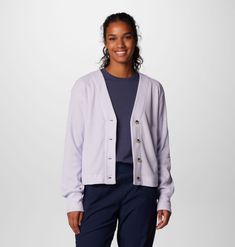 An everyday layer that fits in anywhere. This cardigan wicks sweat while staying lightweight and comfortable—perfect to toss on over a tee when you need just-enough coverage. Sporty Spring Sweater For Layering, Versatile Everyday Sweater, Lightweight Casual Cardigan, Lightweight Casual Cardigan In Solid Color, Spring Cardigan With Ribbed Cuffs For Everyday, Casual Lightweight Cardigan, Versatile Everyday Relaxed Fit Cardigan, Versatile Relaxed Fit Cardigan For Everyday, Versatile Everyday Cardigan With Relaxed Fit