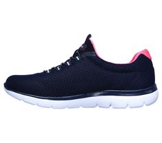 Reach the height of comfort with the Skechers Summits shoe. This slip-on sneaker features a soft flat mesh knit upper with a bungee-laced front and cushioned Memory Foam comfort insole. | Skechers Women's Summits Sneaker Sporty Slip-on Mesh Walking Shoes, Comfortable Mesh Sneakers With Laces, Comfortable Mesh Sneakers With Elastic Laces, Sporty Mesh Slip-on Sneakers With Ortholite Insole, Sporty Mesh Slip-on Sneakers With Arch Support, Mesh Slip-on Sneakers With Elastic Laces For Running, Comfortable Mesh Walking Shoes For Jogging, Comfortable Mesh Lace-up Walking Shoes, Mesh Walking Shoes With Elastic Laces For Light Sports