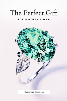 Evoke the freshness of spring with our 2CT green birthstone ring. Customizable for her unique taste and backed by a lifetime guarantee, this ring is an emblem of life's vibrant moments. Benefit from our flash sale and free delivery, and make every day Mother's Day. Silver Ring For Formal Occasions And Mother's Day, Silver Ring For Formal Occasions On Mother's Day, Mother's Day White Gold Open Ring Jewelry, Mother's Day White Gold Open Ring, Sterling Silver Jewelry With Center Stone As Gift, White Gold Gemstone Jewelry For Anniversary Gift, White Gold Open Ring Jewelry For Mother's Day, Luxury Sterling Silver Jewelry For Anniversary Gift, Luxury Sterling Silver Jewelry For Anniversary