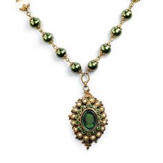 Its easy being green, deep forest green, the classic hue for neo-romantic style. Suspended is an oval intaglio pendant that rests in a Neo Romantic, Victorian Cameo, Portrait Necklace, Deep Forest Green, Winter Jewelry, Cameo Necklace, Necklace Pearl, Deep Forest, Antique Necklace