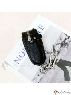 Bird in Bag - Genuine Leather Key Case Multifunctional Key Holder Black Card Holder With Key Clip For Travel, Portable Leather Pouch Wallet, Black Wallets With Key Clip For Daily Use, Everyday Black Bag With Key Clip, Leather Travel Bags With Key Clip, Portable Rectangular Leather Coin Purse, Black Leather Coin Purse Mobile Phone Bag, Black Bag With Key Clip As Gift, Black Bag With Key Clip For Everyday Use