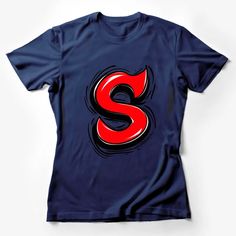 Bold Red and Black S Letter Graphic T-Shirt, Artistic Alphabet Design Tee, Unisex Casual Wear Female T-Shirt Custom graphic T-Shirt.Customize your color Red Crew Neck Top With Graphic Design, Red Graphic Tee With Print, Red Graphic Print T-shirt, Red Graphic Design Crew Neck T-shirt, Red Graphic Crew Neck T-shirt, Red Crew Neck T-shirt With Graphic Design, Red Crew Neck T-shirt With Sublimation Print, Equine Clothing, Fashion Typography