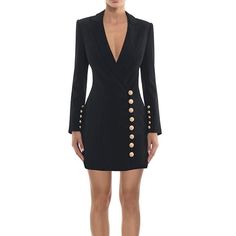 Short Dress Elegance-Dress-Pisani Maura-Pisani Maura Slim Blazer, Blazer Mini Dress, Long Sleeve Sheath Dress, Satin Long Sleeve, Runway Dresses, Mini Dresses For Women, Long Sleeves Coats, Long Sleeve Blazers, Fall Collection