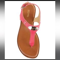 Product Details Color: Rubin Red Mk Plate Thong Sandals By Michael Kors Round Open-Toe Flat Thong Sandals With Adjustable Ankle Strap Silver Or Gold Tone Hardware Varies By Color Leather Upper; Manmade Sole Size 10 Michael Kors Leather Sandals For Summer, Michael Kors Adjustable Sandals For Beach, Michael Kors Open Toe Sandals For Summer, Michael Kors Trendy Beach Sandals, Trendy Michael Kors Sandals For Beach, Trendy Michael Kors Beach Sandals, Michael Kors Summer Sandals, Michael Kors Adjustable Open Toe Sandals, Trendy Flat Michael Kors Sandals