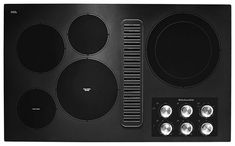 an electric cooktop with four burners and knobs on the front, in stainless steel