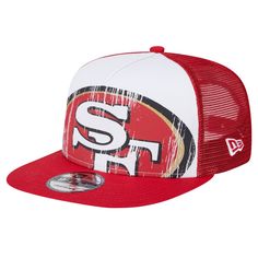 the san francisco giants trucker hat in red and white