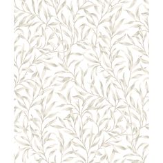 a white wallpaper with leaves on it