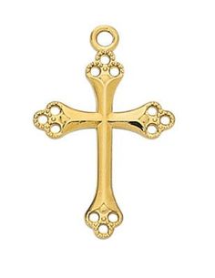 Cross in Gold Over Sterling Silver with 18 inch Gold Plated Chain Silver Ring Designs, Wholesale Silver Jewelry, Sterling Silver Cross Pendant, Silver Cross Pendant, Hail Mary, Sterling Pendant, Silver Wedding Rings, White Gold Jewelry, Sterling Silver Cross