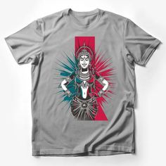 Traditional Indian Goddess Art T-Shirt, Vibrant Red and White Graphic Tee, Cultural Folklore Fashion, Unisex Apparel Male T-Shirt Custom graphic T-Shirt.Customize your color Multicolor Short Sleeve T-shirt For Festivals, Multicolor Cotton T-shirt For Festivals, Festival Cotton T-shirt With Graphic Print, Graphic Tee T-shirt For Festivals With Crew Neck, Festival Graphic Tee With Crew Neck, Cotton Crew Neck T-shirt For Festivals, Festival Crew Neck Tops, Graphic Tee T-shirt With Graphic Print For Festivals, Graphic Tee Tops For Festivals With Short Sleeves