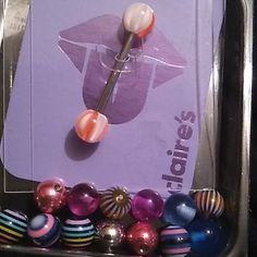 Nwt "Claires"7 Different Colors 14g Tongue Jewelry New With Tag Same Day Next Day Shipping Smoke-Free Pet-Free Home Size 14 G Tongue Jewelry, Tongue Piercing Jewelry, Star Cartilage Earring, Claires Earrings, Ear Piercings Tragus, Belly Piercing Ring, Red Beaded Necklaces, Cool Piercings, Valentines Earrings