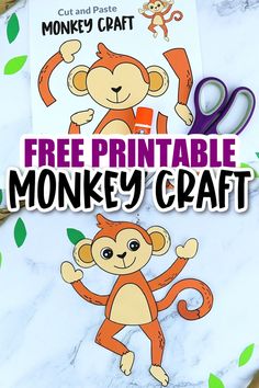 a monkey craft with the text free printable monkey craft on it's side