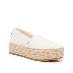 TOMS-Valencia Espadrille Slip-On - Women's Add free-spirited vibes to your 'fit with the Valencia slip-ons from Toms. The braided espadrille detail along the midsole and the fringe trim exudes boho-inspired vibes that complement the look. About the Brand: Toms believes in a future where all people have the chance to thrive! Toms invests one-third of their profits in support of grassroots efforts , partnering with organizations at the local level to boost mental health, increase access to opportu White Espadrilles With Woven Sole For Summer, White Espadrilles With Textured Sole For Summer, White Espadrilles With Textured Sole For Beach, White Beach Espadrilles With Woven Sole, White Espadrilles With Textured Sole For Vacation, White Espadrilles With Woven Sole For Spring, Comfortable White Espadrilles For Vacation, White Espadrilles With Cushioned Footbed For Vacation, White Woven Sole Slip-on Espadrilles