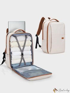 BirdinBag - Womens Waterproof Laptop Backpack: Spacious, Durable, Ideal for Outdoor Travel & Sports Versatile Portable Backpack For Outdoor Activities, Portable Travel Backpack For Outdoor Activities, White Waterproof Backpack For Outdoor, Portable Laptop Bag Backpack For Outdoor Activities, Functional Portable Backpack Travel Bag, Practical Portable Backpack For Travel, Portable Laptop Backpack For Outdoor Activities, Practical Travel-friendly Backpack, Functional Standard Backpack Travel Bag