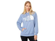 The North Face Half Dome Pullover Hoodie - Women's Clothing : Folk Blue/TNF White : Please note, the logo and hardware color may vary in styles marked as Prior Season. Find the perfect layer of added warmth on your chilly weather day in The North Face Half Dome Pullover Hoodie. Hood with drawstrings. Long sleeve design with ribbed cuffs. Front kangaroo pocket. Pull over construction. Screen printed branding on front. Ribbed, straight hemline. 75% cotton, 25% polyester; Shell B: 95% cotton, 5% el Women's Cotton Hoodie By The North Face, The North Face Hooded Sweatshirt For Outdoor, The North Face Cotton Hooded Sweatshirt, The North Face Hooded Hoodie With Double-lined Hood, The North Face Long Sleeve Hoodie With Double-lined Hood, Hoodie Hood, Weather Day, Chilly Weather, North Face Women