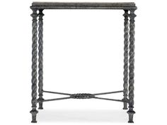 an iron and wood side table with rope