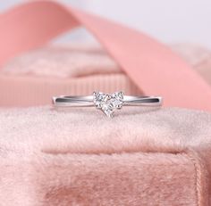 Dainty Heart Shaped Promise Rings, Small Heart Ring, Minimalist Gold Heart Ring, Love Heart Engagement Ring, Heart Diamond Ring For BFF ✧･ﾟ: *✧･ﾟ:* Welcome to Charles Davin Jewelry*:･ﾟ･ﾟ✧ Moissanite - a gemstone known to bring in luck in someone's life, the user can give off a look of elegance. You can give your special someone luck whilst showing your love to them. ✶Material: 10K/ 14K/ 18K ✶Main Stone: Round Cut Moissanite ; 2.0mm-2 ✶Side Stone: Princes Cut Moissanite; 2.0mm-1 ✶Color: D Colorle Minimalist Adjustable Heart Ring For Wedding, Minimalist Heart-shaped Ring For Anniversary, Minimalist Heart-shaped Promise Ring, Minimalist Heart-shaped Diamond Ring For Valentine's Day, Minimalist Heart-shaped Rings For Valentine's Day, Heart Shaped Promise Rings, Simple Diamond Ring, Heart Engagement, Gold Heart Ring