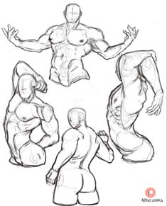 three different poses for an animation character, one in the process of making his own body