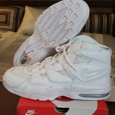 Nike Shoes | Nike Air Max 2 Uptempo 94 Nwb | Color: White | Size: 14 Air Max 2, Nike Air Max 2, Shoes Nike Air, Nike White, Box Color, Shoes Nike, White White, White Nikes, Mens Shoes Sneakers