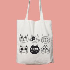 Cute Shoulder Bag With Cat Design, School Shoulder Bag With Cat Design, Daily Use Shoulder Bag With Cat Design Pouch, Cute Cat Design Bags For Daily Use, White Cat Design Pouch Bag, Trendy Cat Design Bags For Gifts, Cat Design Shoulder Bag For Daily Use, Trendy Tote Shoulder Bag With Cat Design, Eco-friendly Rectangular Bag With Cat Design