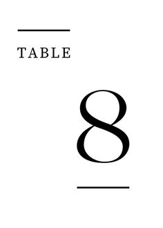 the table number 8 is shown in black and white