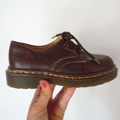 "Brand: Dr. Martens Size: youth UK 13 US size 1 youth Eur size 32 8.2\" insole First photo reflects color best, nice dark brown Brown classic lace up oxfords The original made in England Nice used condition Brown laces Kids youth Docs Dr Martens unisex kids shoes" Shoes Thrift, Thrifting Manifestation, Ootd Moodboard, Doc Martens Oxfords, Brown Doc Martens, Masc Fashion, Funky Shoes, Brown Oxfords, Fits Inspo