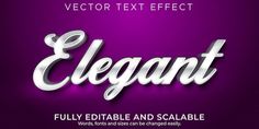 an elegant and stylish text effect with the word elegant in white on a purple background